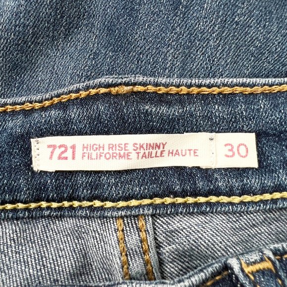 Levi's 721 High Rise Skinny Distressed Ripped Knee Slim Ankle Denim Jeans - 30 - Picture 7 of 12